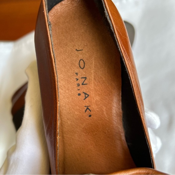 🚨⬇️🤑Jonak Paris Brown Leather Brogue Fringe Mocasines Loafers size 7-7.5 - Picture 8 of 14